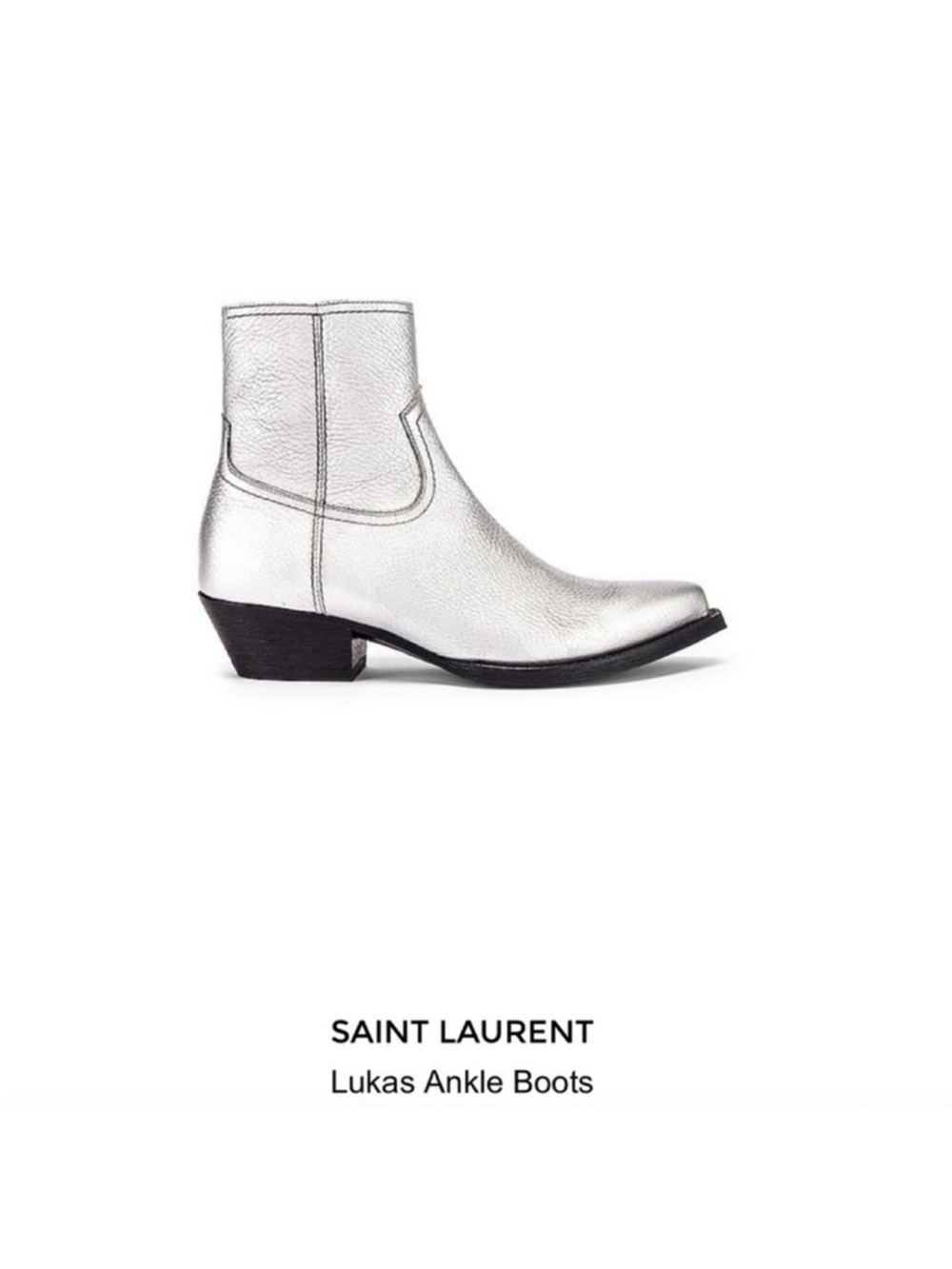 Saint Laurent Metallic Silver Lukas Ankle Boots